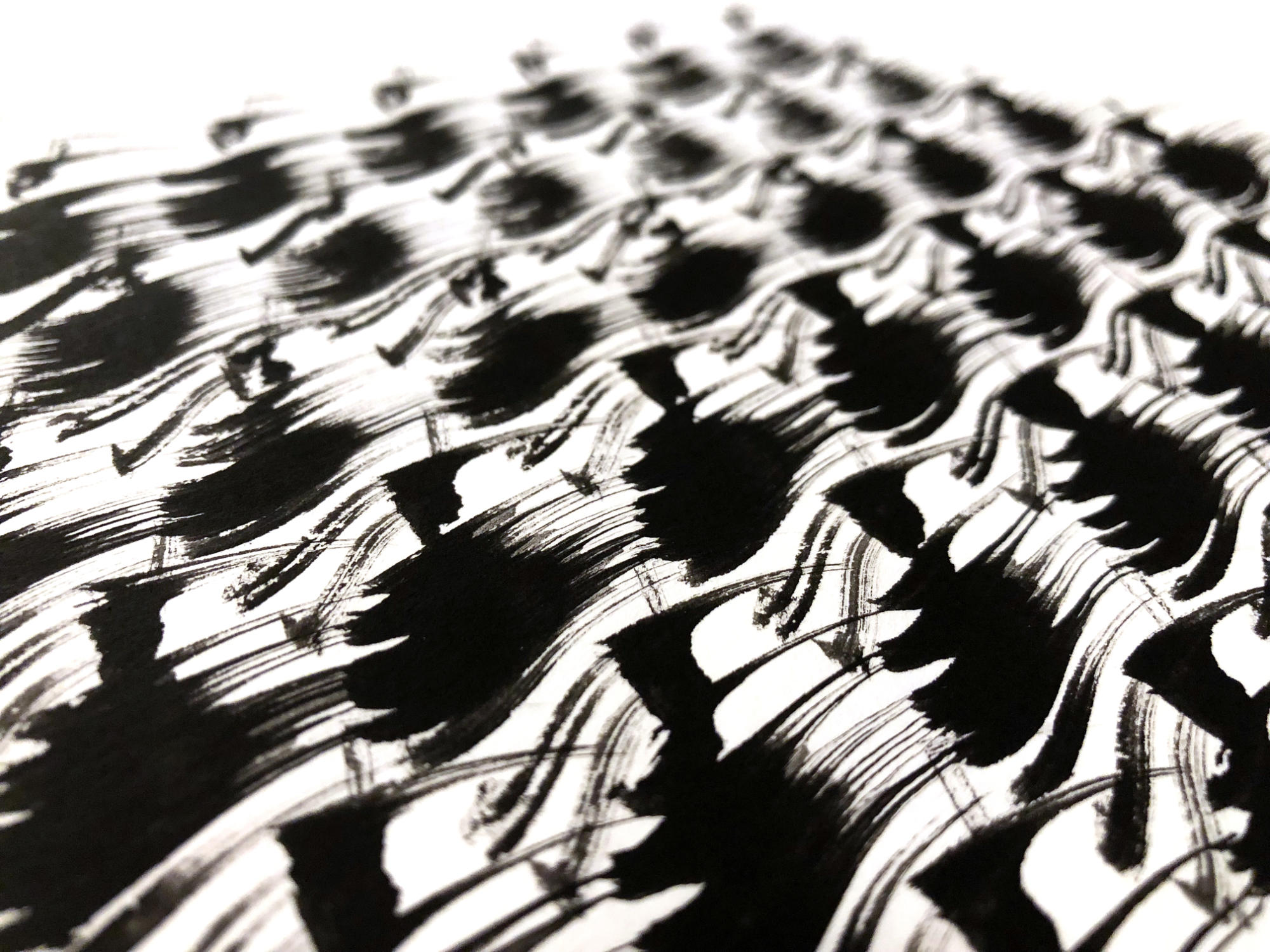 A generative plotter painting using Indian ink