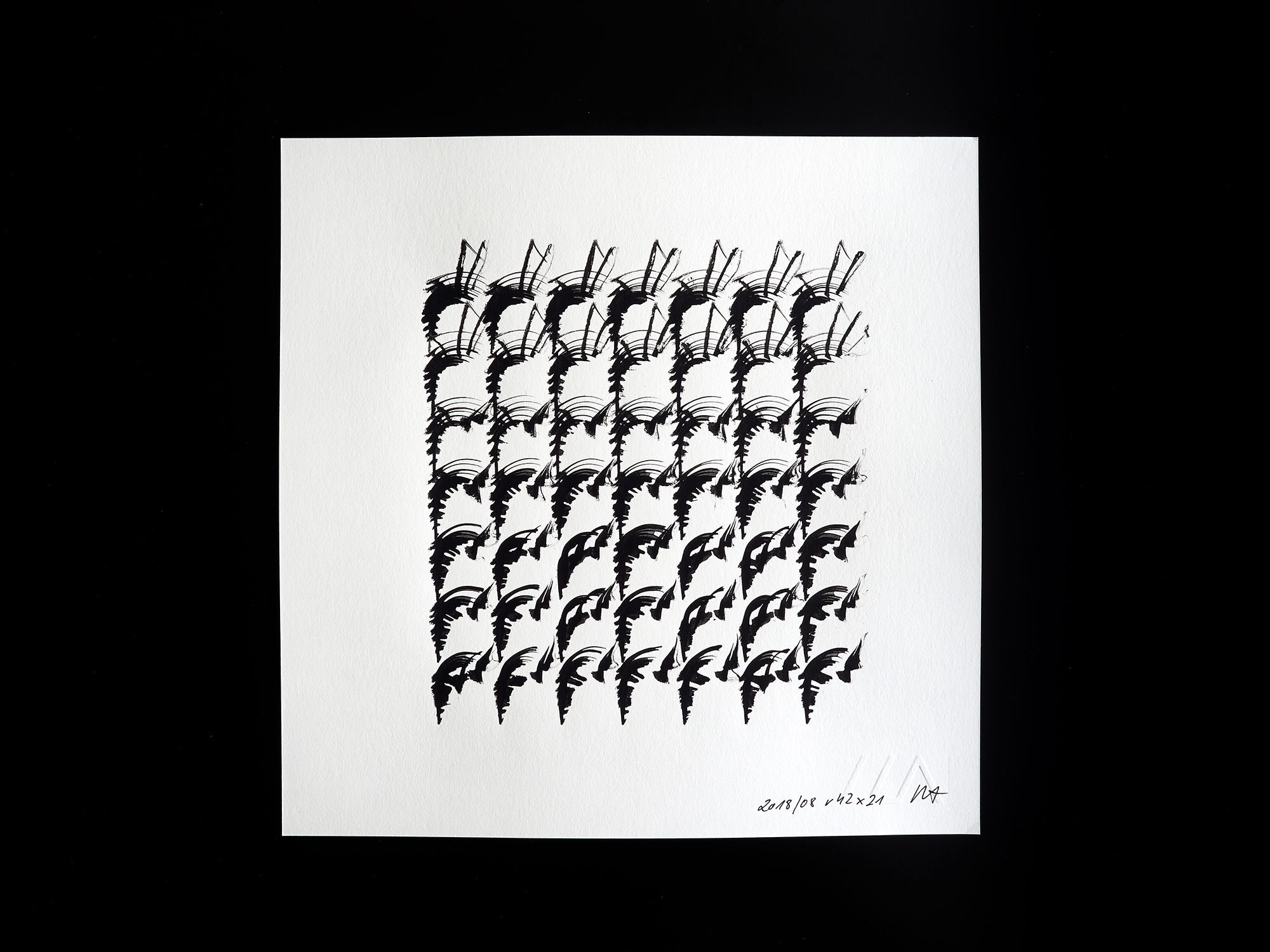 A generative plotter painting using Indian ink
